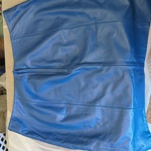 Vintage Blue Leather Skirt Fully Lined Large